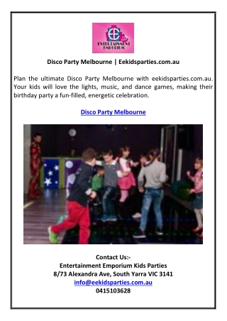 Disco Party Melbourne | Eekidsparties.com.au