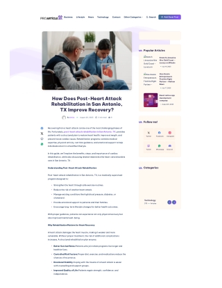 How Does Post-Heart Attack Rehabilitation in San Antonio, TX Improve Recovery
