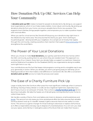 How Donation Pick Up OKC Services Can Help Your Community