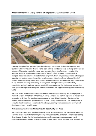 Leasing Meridian Office Space