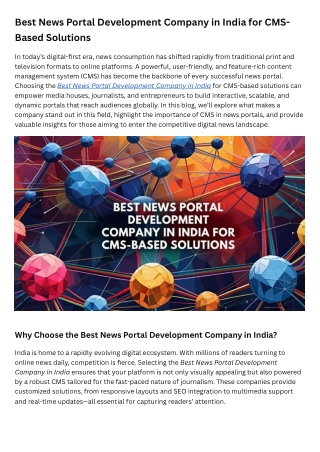 Best News Portal Development Company in India for CMS-Based Solutions