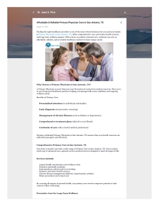 Affordable & Reliable Primary Physician Care in San Antonio, TX