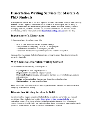 Dissertation Writing Service