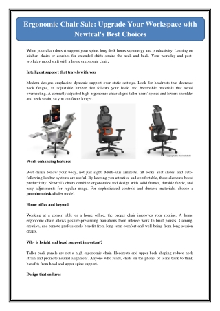 Ergonomic Chair Sale: Upgrade Your Workspace with Newtral's Best Choices
