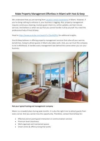 Make Property Management Effortless in Miami with Host & Keep