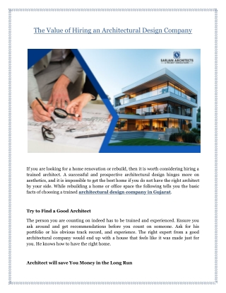 The Value of Hiring an Architectural Design Company