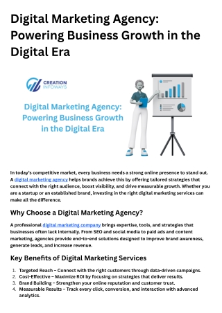 Digital Marketing Agency Powering Business Growth in the Digital Era