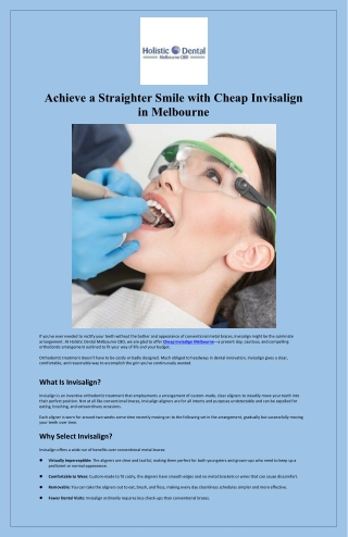 Achieve a Straighter Smile with Cheap Invisalign in Melbourne
