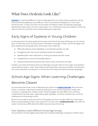 E -  What Does Dyslexia Look Like