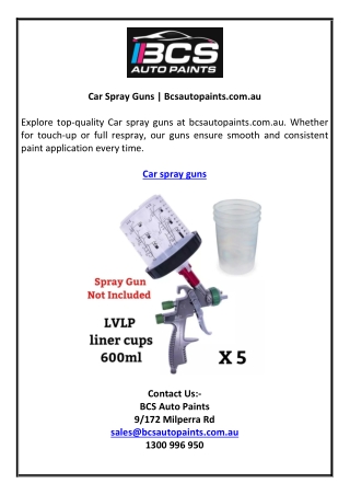 Car Spray Guns | Bcsautopaints.com.au