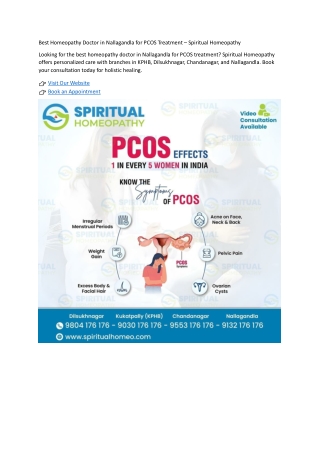 Best Homeopathy Doctor in Nallagandla for PCOS Treatment