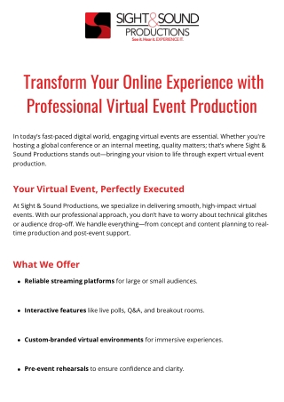 Virtual Event Production Experts  Sight & Sound Productions