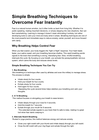 Simple Breathing Techniques to Overcome Fear Instantly