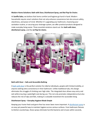 Modern Home Solutions - Bath with Door, Disinfectant Spray, and Rat Flap for Drains