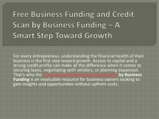 Free Business Funding and Credit Scan by Business