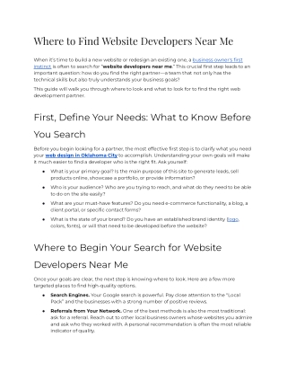 Where to Find Website Developers Near Me