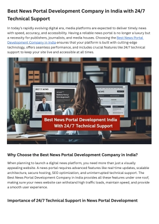 Best News Portal Development Company in India with 24/7 Technical Support