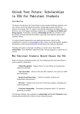 Scholarships in USA for Pakistani Students – 2025 Guide