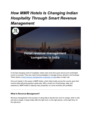 Hotel revenue management companies in india