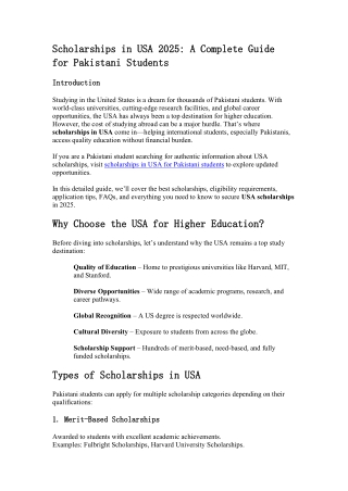 Scholarships in USA for Pakistanis – Apply Today