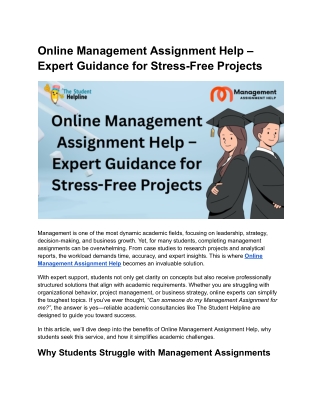 Online Management Assignment Help – Expert Guidance for Stress-Free Projects