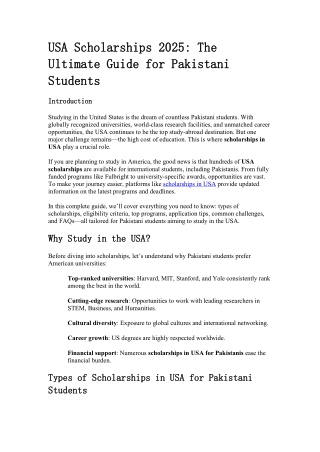 USA Scholarships 2025 The Ultimate Guide for Pakistani Students