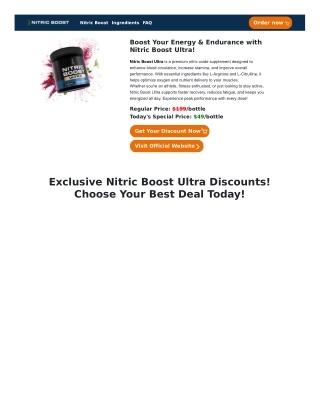Boost Your Energy & Endurance with Nitric Boost Ultra!