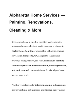 Alpharetta Home Services — Painting, Renovations, Cleaning & More