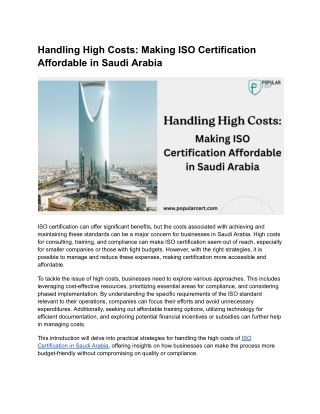 Handling High Costs_ Making ISO Certification Affordable in Saudi Arabia