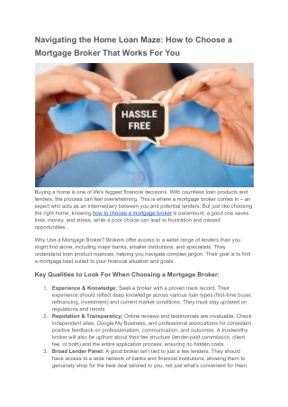 How to choose a Mortgage Broker