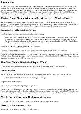 Curious About Mobile Windshield Services? Here’s What to Expect!