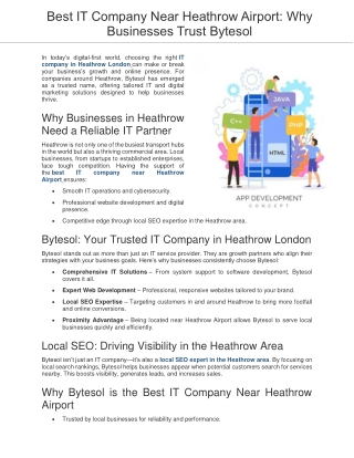Best IT Company Near Heathrow Airport- Why Businesses Trust Bytesol