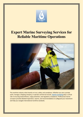 Expert Marine Surveying Services for Reliable Maritime Operations