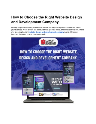 How to Choose the Right Website Design and Development Company.