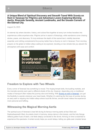 Find Divine Serenity with Scooty on rent in Varanasi Today