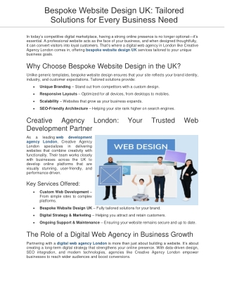 Bespoke Website Design UK. Tailored Solutions for Every Business Need