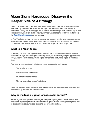 Moon Signs Horoscope: Discover the Deeper Side of Astrology