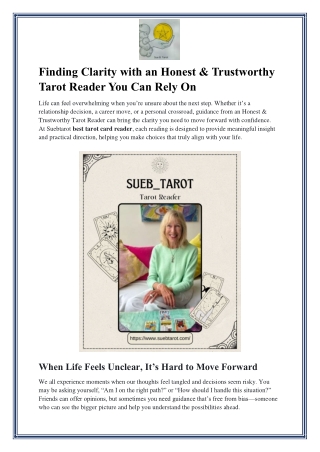 Finding Clarity with an Honest & Trustworthy Tarot Reader You Can Rely On