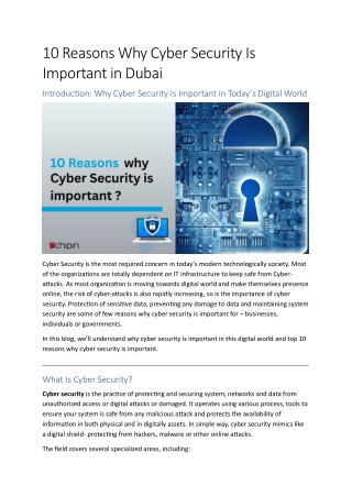 10 Reasons Why Cyber Security is Important in Dubai
