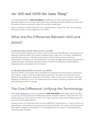 E - Are ADD and ADHD the same thing