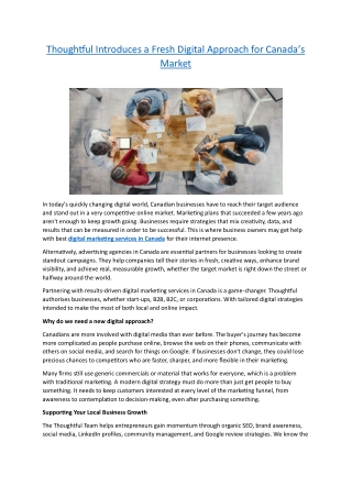 Thoughtful Introduces a Fresh Digital Approach for Canada’s Market