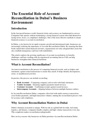 The Essential Role of Account Reconciliation in Dubai