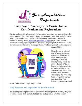 Get Barcode Registration in India – Trusted by Thousands | jcsai.com