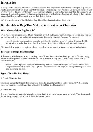 Durable School Bags That Make a Statement in the Class