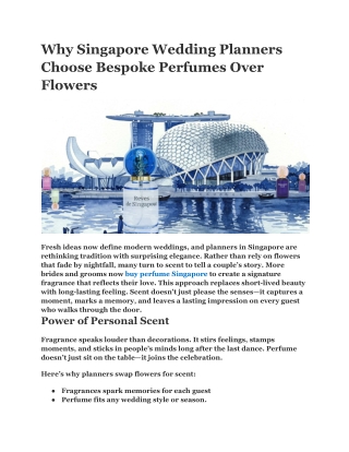 Why Singapore Wedding Planners Choose Bespoke Perfumes Over Flowers