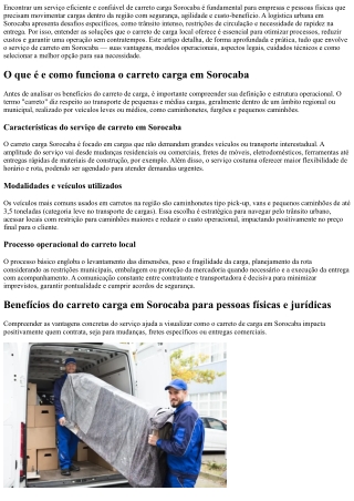 Carreto carga Sorocaba rápido e seguro para suas pequenas mudanças em SP