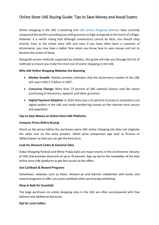 Online Store UAE Buying Guide: Tips to Save Money and Avoid Scams