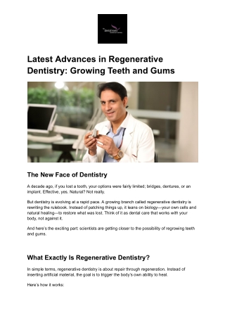 Latest Advances in Regenerative Dentistry_ Growing Teeth and Gums
