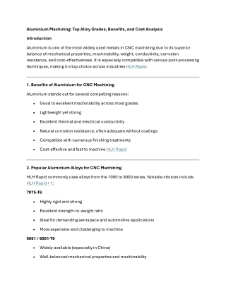 Aluminium Machining - HLH Rapid
