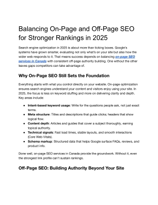 Balancing On-Page and Off-Page SEO for Stronger Rankings in 2025